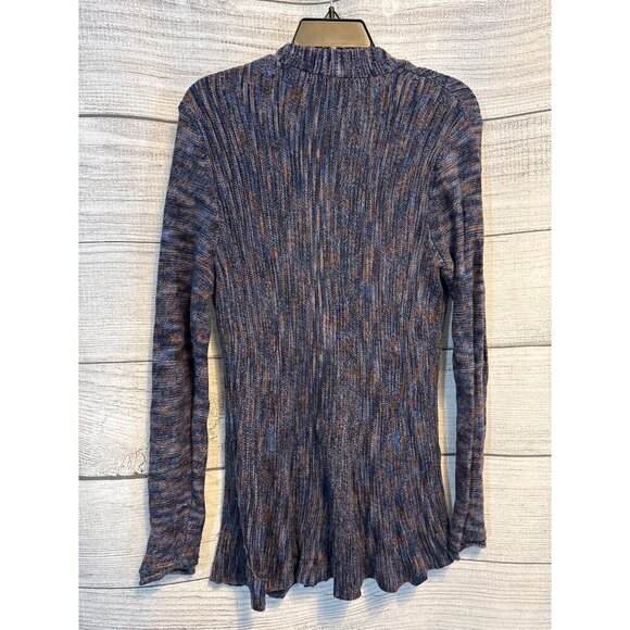 Nic+Zoe Heather Blue Ribbed Open Cardigan Sweater With Button Detail Size M - Picture 3 of 3